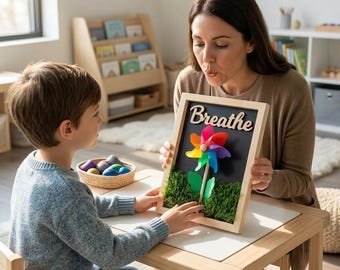 Mini Sensory Board - "Breathe" Pinwheels perfect for Montesorri, Autism, Sensory Processing Disorder, ADHD dementia, alzheimer's