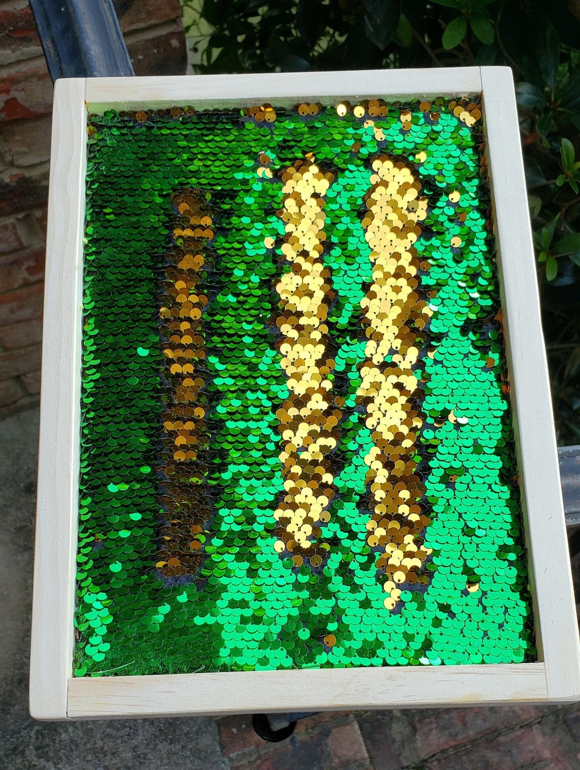Sensory Sequin Board Small Green/gold Reversible Sequins Flip Etsy