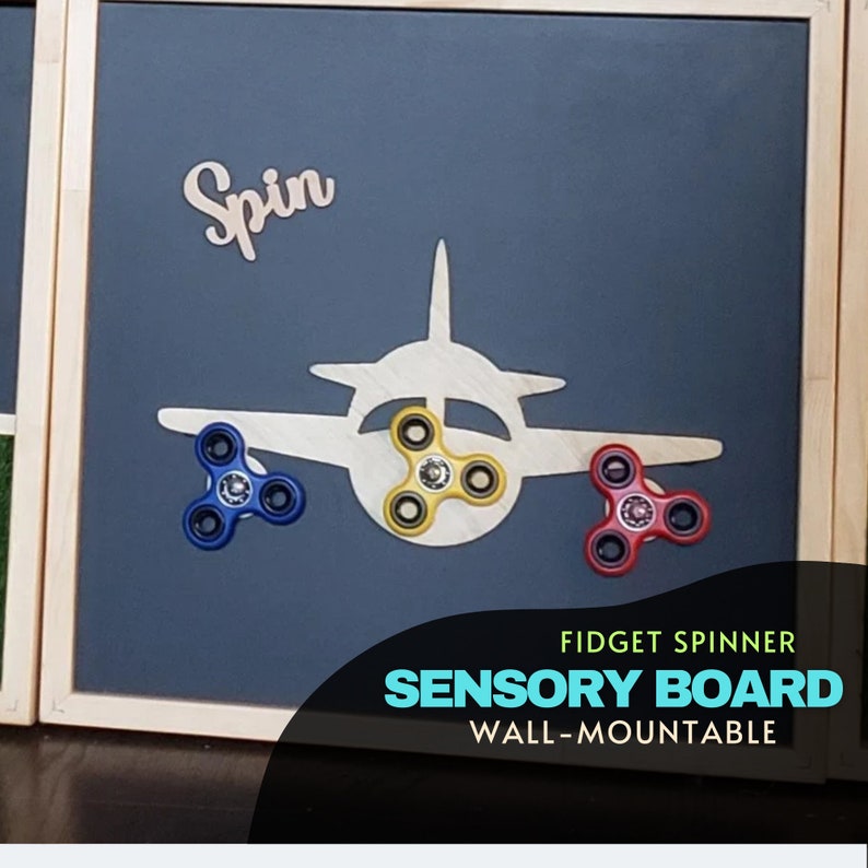 Fidget Spinner Sensory Board: Wooden Airplane, Autism ADHD Sensory Toy ...