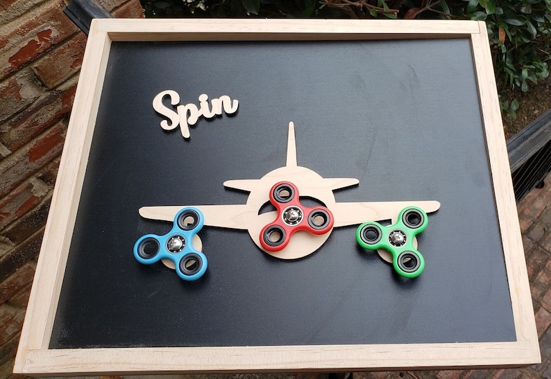 Fidget Spinner Sensory Board: Wooden Airplane, Autism ADHD Sensory Toy ...