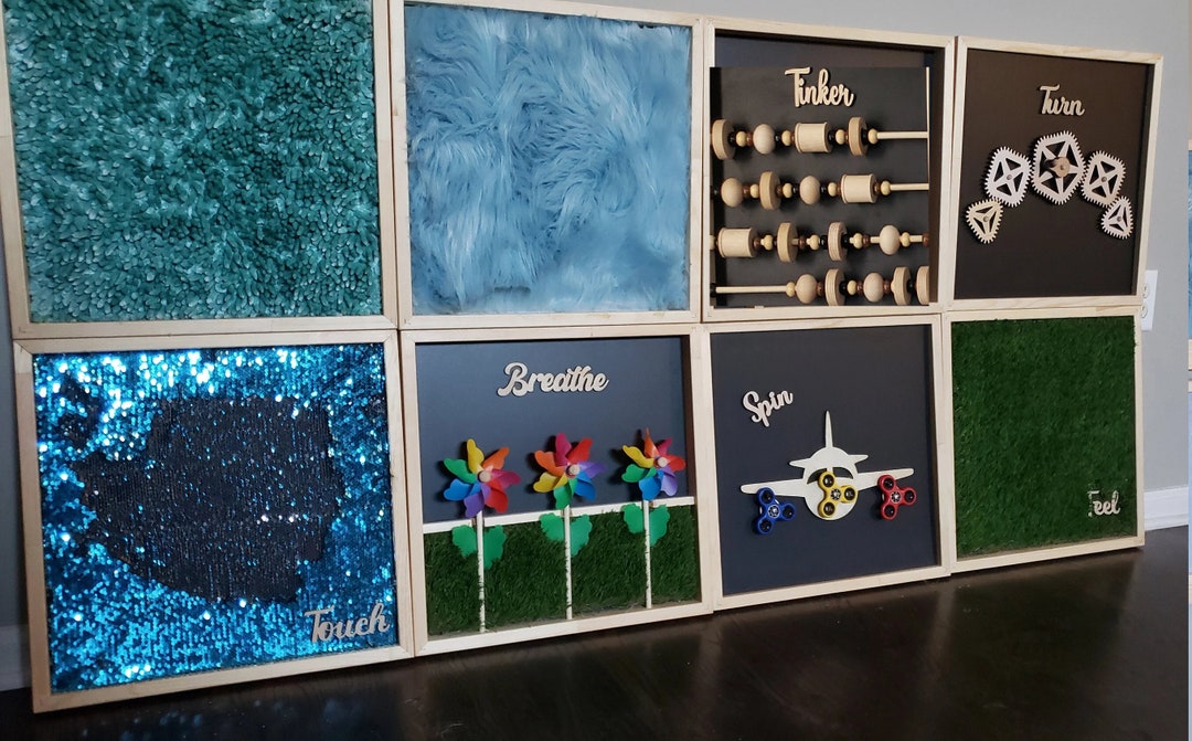 DIY Sensory Wall 8 Sensory Panels in Beautiful Wooden Frames. Perfect