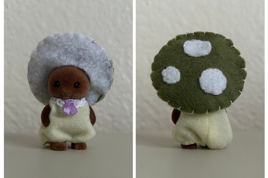 Handmade Calico Critter / Sylvanian Families Felt Mushroom Hat GREEN