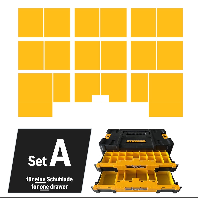 Sichtkästen Set 9-teilig für DeWalt TSTAK Schubladen / Stanley ProStack Nesting Sorting Cups Bins Boxes Drawer Set A