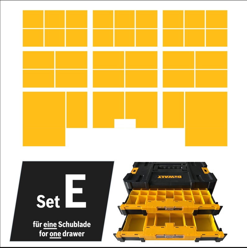 Sichtkästen Set 9-teilig für DeWalt TSTAK Schubladen / Stanley ProStack Nesting Sorting Cups Bins Boxes Drawer Set E