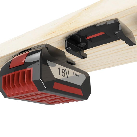 Support Mural Pour Batteries Bosch 10.8V Et 12V – Lot De 2, Rouge Et Bleu, Avec Vis Incluses