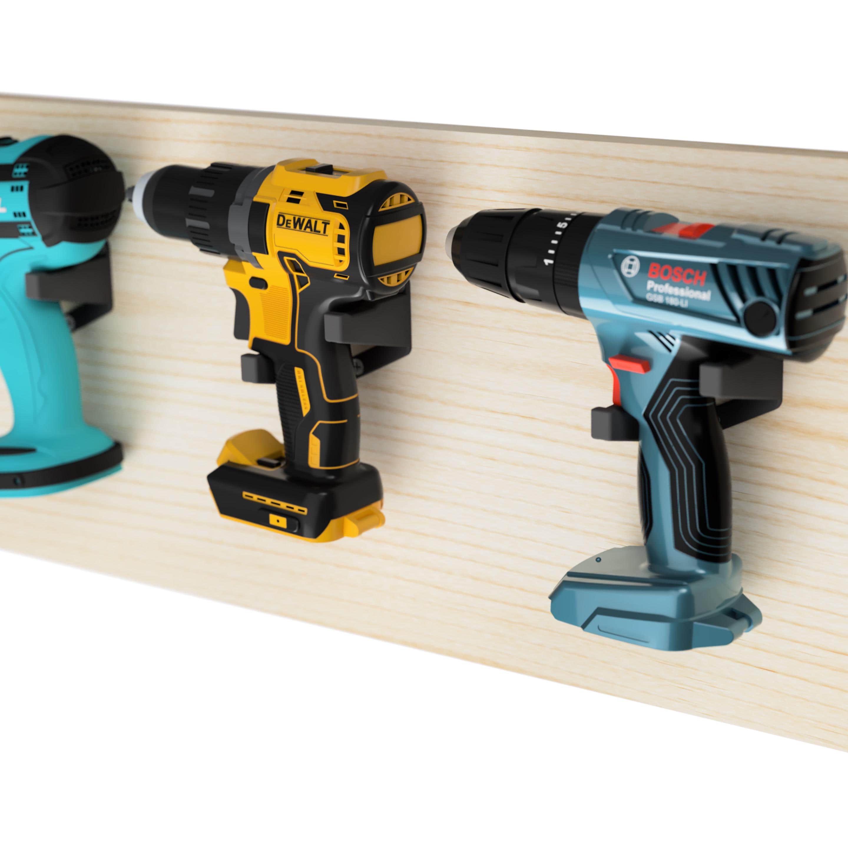 Support Mural Pour 4 Batteries - Universel Pour Marques (Bosch, Makita, Milwaukee...) - Montage Sur Paroi Perforée Ou Mur