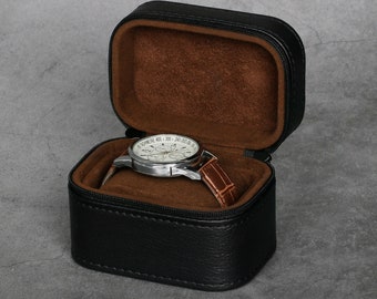 Leather Single Watch Case - Watch Roll for Men, Handmade Watch roll single, Bracelet Storage, Christmas Gift,Watch Travel Box Holder