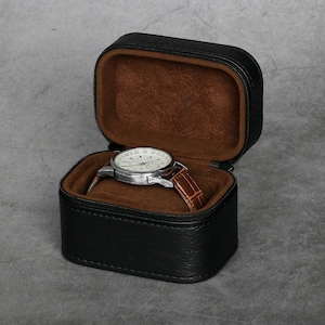 Leren horlogekast - horlogerol voor heren, handgemaakte horlogerol single, armbandopslag, kerstcadeau, houder horlogereisdoos