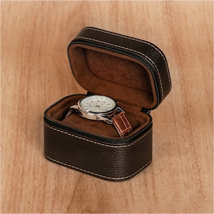 Leren horlogekast - horlogerol voor heren, handgemaakte horlogerol single, armbandopslag, kerstcadeau, houder horlogereisdoos
