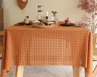 Handmade Rustic Tablecloth, Washed Polyester Tablecloth, Indoor Outdoor Party Table Decor, Vintage Country Tablecloth, Housewarming Gift