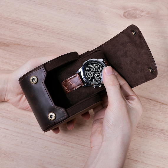 Single Watch Case Leather Personalized Watch Travel Case