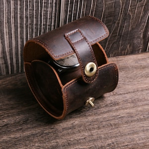 Custodia per orologio in pelle personalizzata - Custodia per orologio singola, Rotolo per orologio fatto a mano singolo, Custodia per bracciale da polso, Regalo per sposo e padre 2025