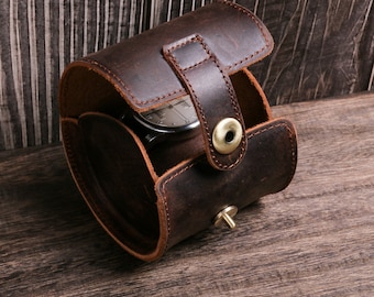 Personalized Leather Watch Case - Single Watch Case, Handmade Watch roll single, Wrist Bracelet Storage, 2025 Groom Father Gift