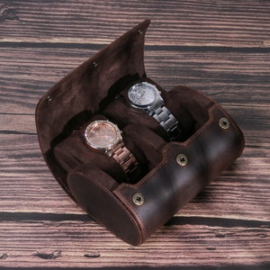 Custodia per orologi in pelle personalizzata per 2 orologi, custodia per orologi da viaggio fatta a mano, organizer per scatole per orologi, custodia per orologi in vera pelle, regalo per papà