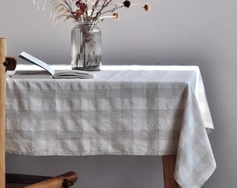 Handmade Vintage Country Tablecloth , Washed Linen Tablecloth, Rustic Tablecloth, Indoor Outdoor Party Table Decor, Housewarming Gift