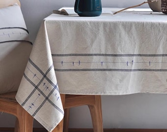 Handmade Washed Linen Tablecloth, Vintage Style, Rustic Table Decor
