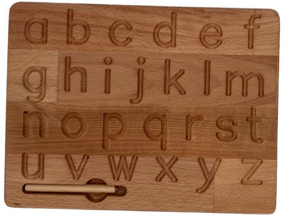 Montessori Schreibbrett aus Holz – ABC & Zahlen Tracing Board, Schreiben lernen Kinder, Montessori Lernspielzeug ab 3