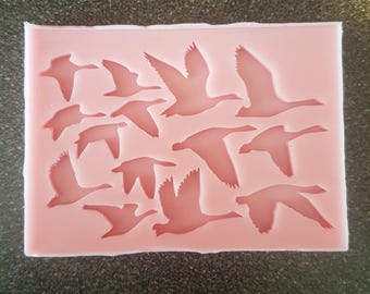 Handmade Small Flying Bird Geese Silicone Mould, Wax Melt Resin Ice Baking Mould