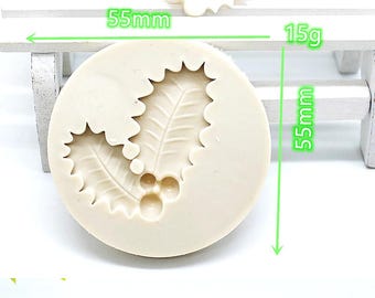 Holly Leaves Silicone Fondant Cake Mould Chocolate Candy Christmas Molds Cookies Cake Decoration Baking Tools