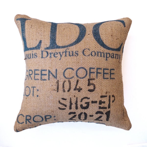 Original Coffee Sack Pillowcase, Square Jute Pillow Cover, 18 x 18 Natural Pillow Case, Eco-Friendly Product