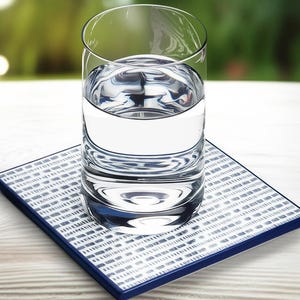 Blue Stripes Ceramic Coaster: Boho Coffee Table Decor