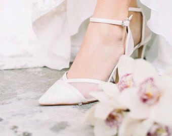 Chaussures de mariage blanches, chaussures filles İvory, talons de mariage, chaussures à talons hauts, chaussure de mariée personnalisée unique, Stiletto, talons vintage, cadeau pour elle