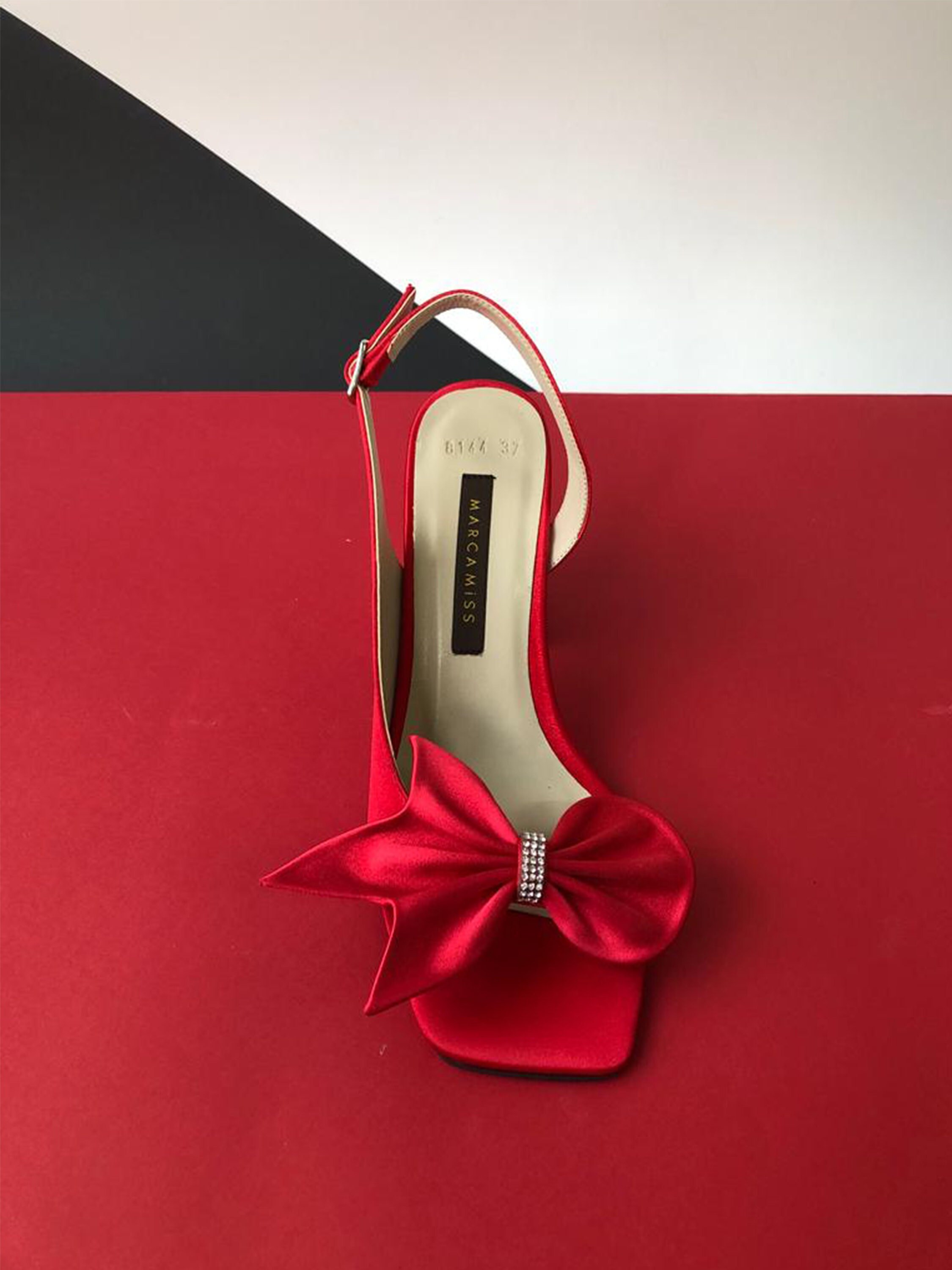 Red High Heel Wedding Shoes Red Satin Sandals Open Toe Wedding Shoes 