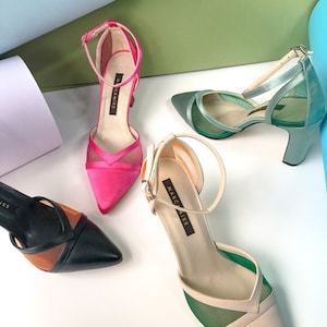 Fuchsia Satin Shoes, Pink Satin Wedding Shoes, Stiletto Shoes, Elegant Wedding Shoes, Wedding Shoes, Ankle Shoes, Romantic Shoe Models image 7