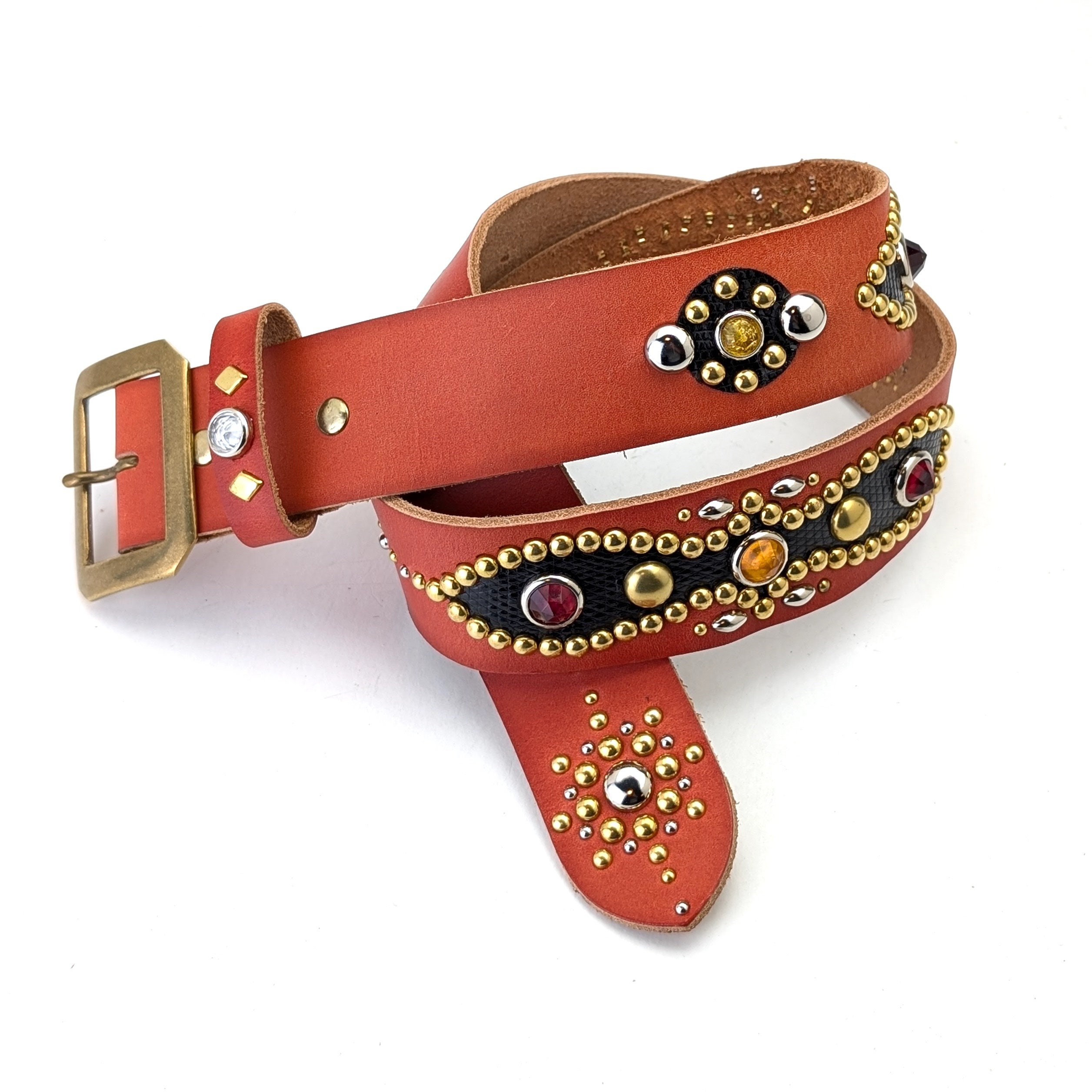 小物 vintage redstone Flower Studded Belt Studded 'Red Gem Flowers' Harley Davidson Belt – Showroom LA