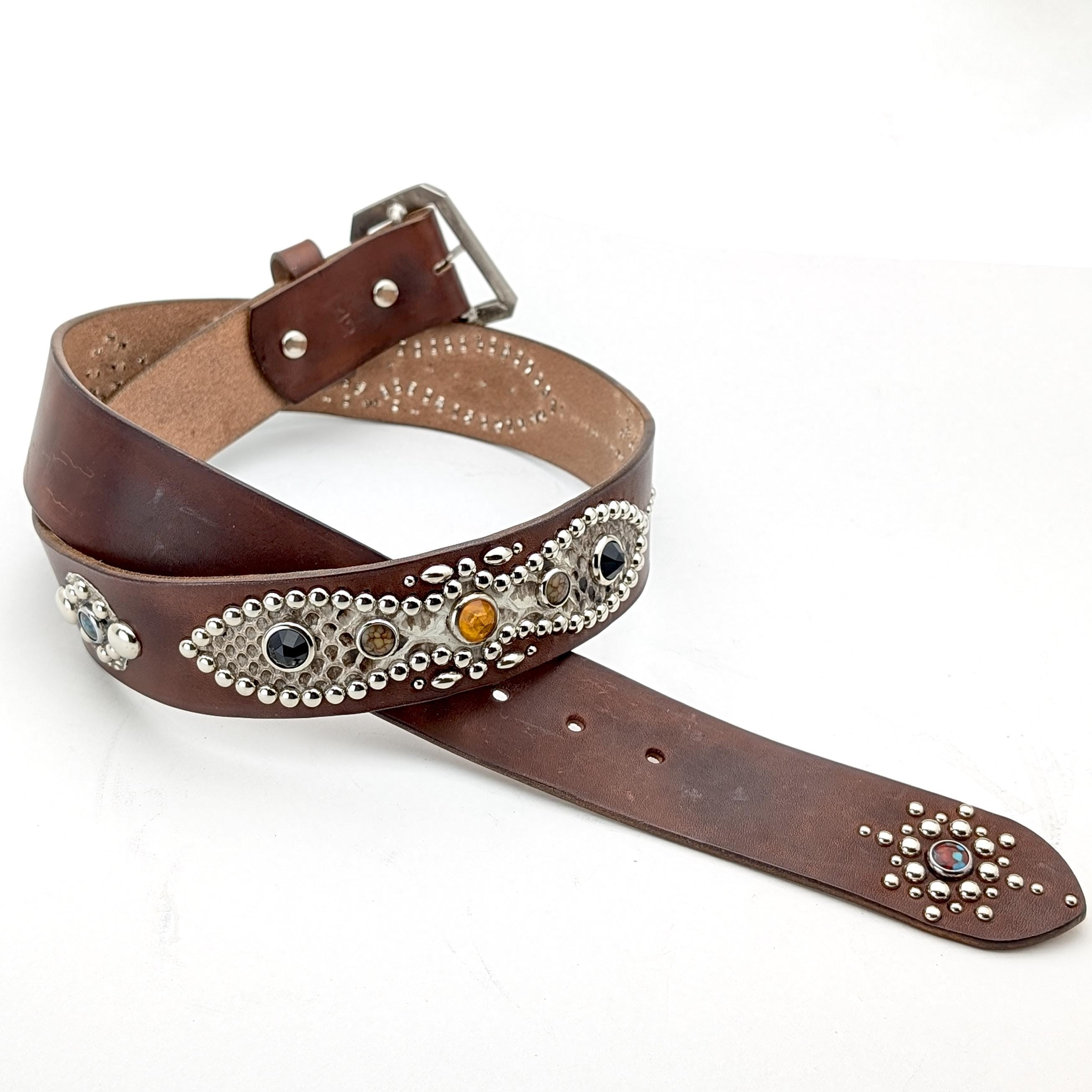 Handmade Studded Leather Vintage Style Western Belt Peanuts Handmade Studded Leather Vintage Style Western Belt Peanuts
