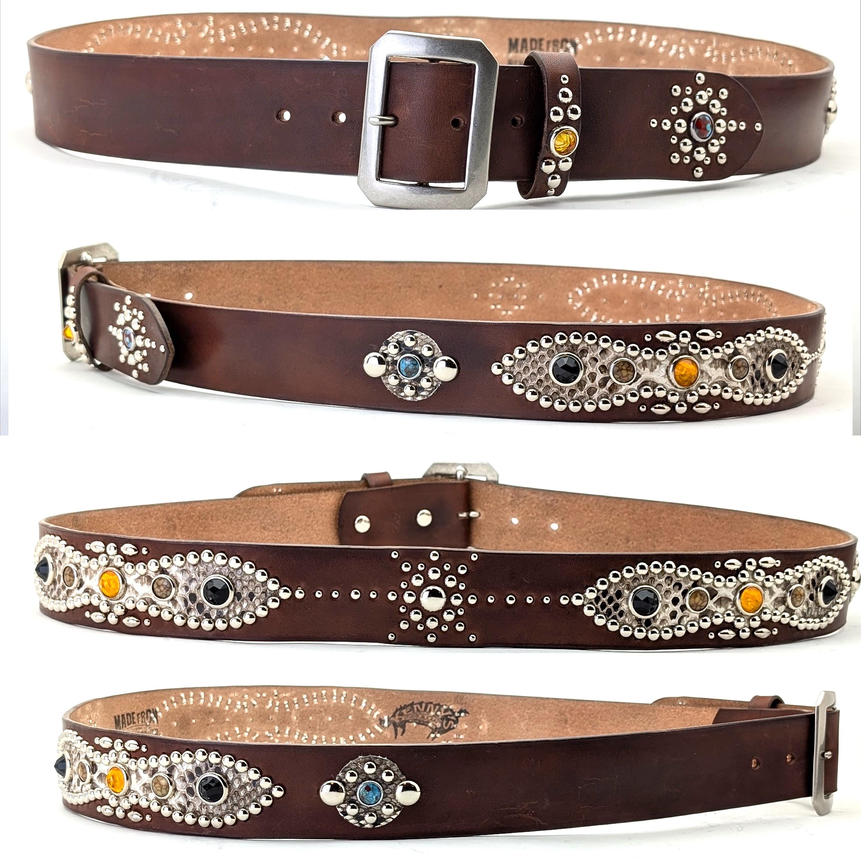 Handmade Studded Leather Vintage Style Western Belt Peanuts Handmade Studded Leather Vintage Style Western Belt Peanuts