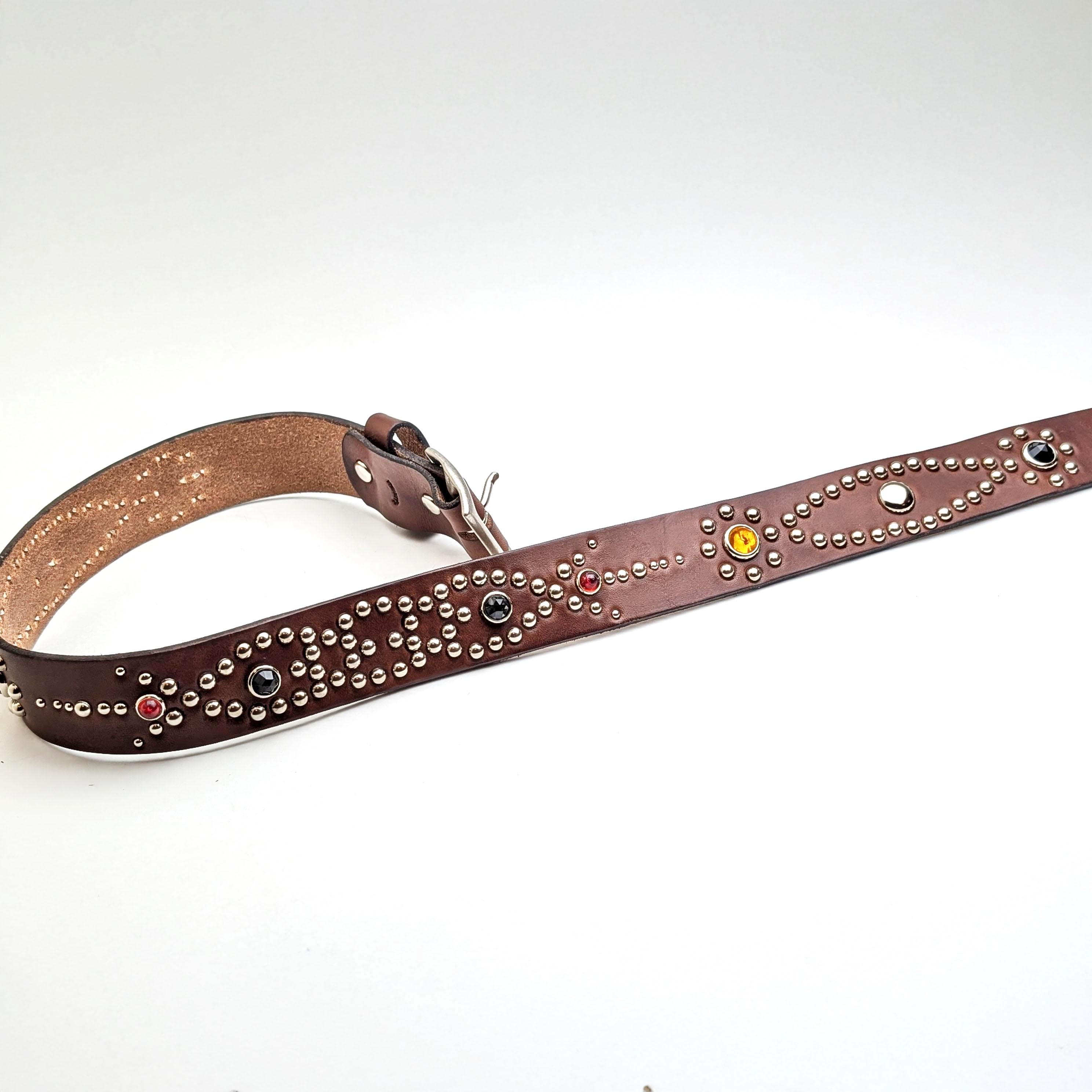 Handmade Studded Western Belt Dark Brown 02 Mens Custom Size  display picture 2
