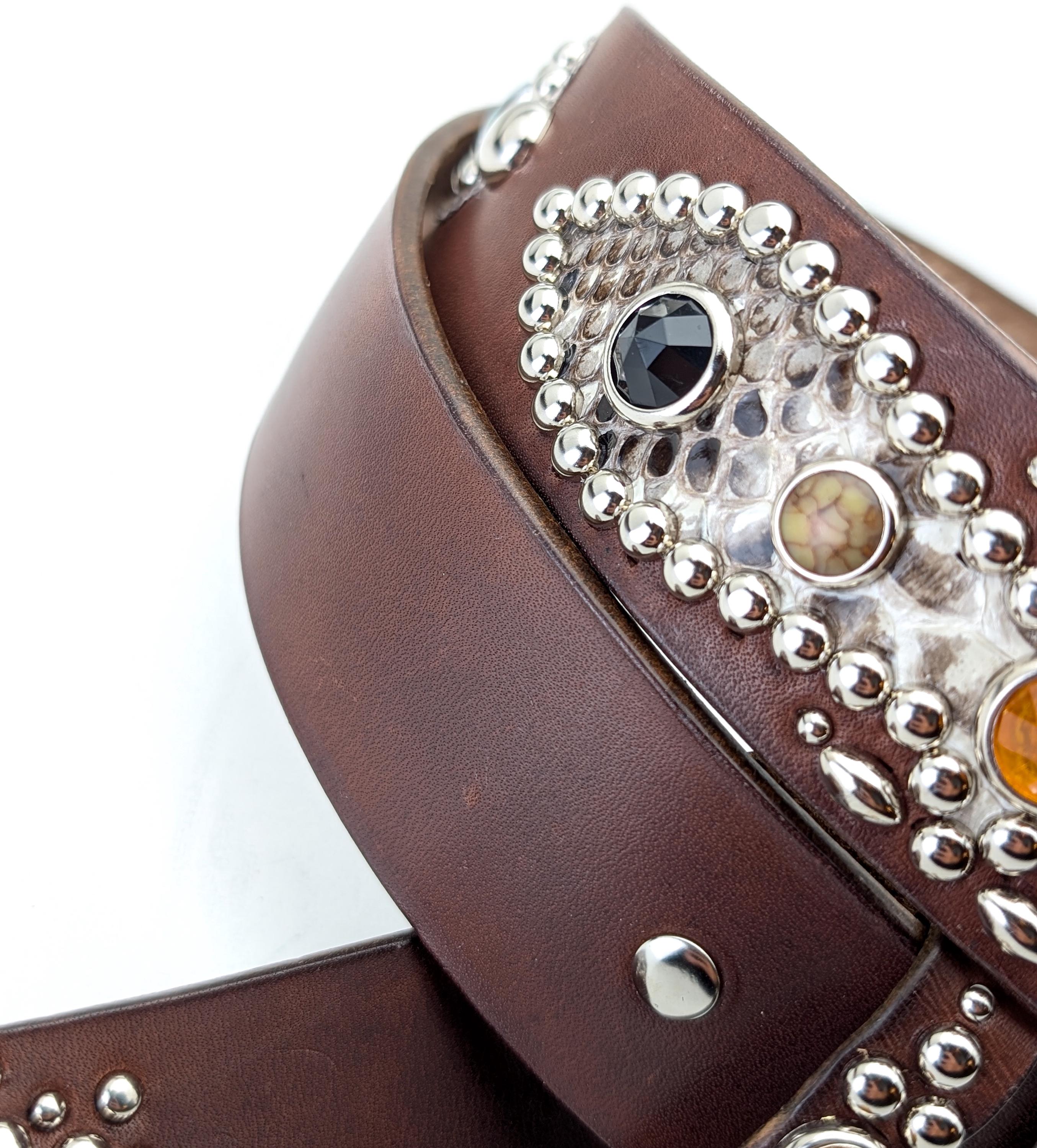Double Ring Leather Belt - Brown - HW-700459 - Medieval