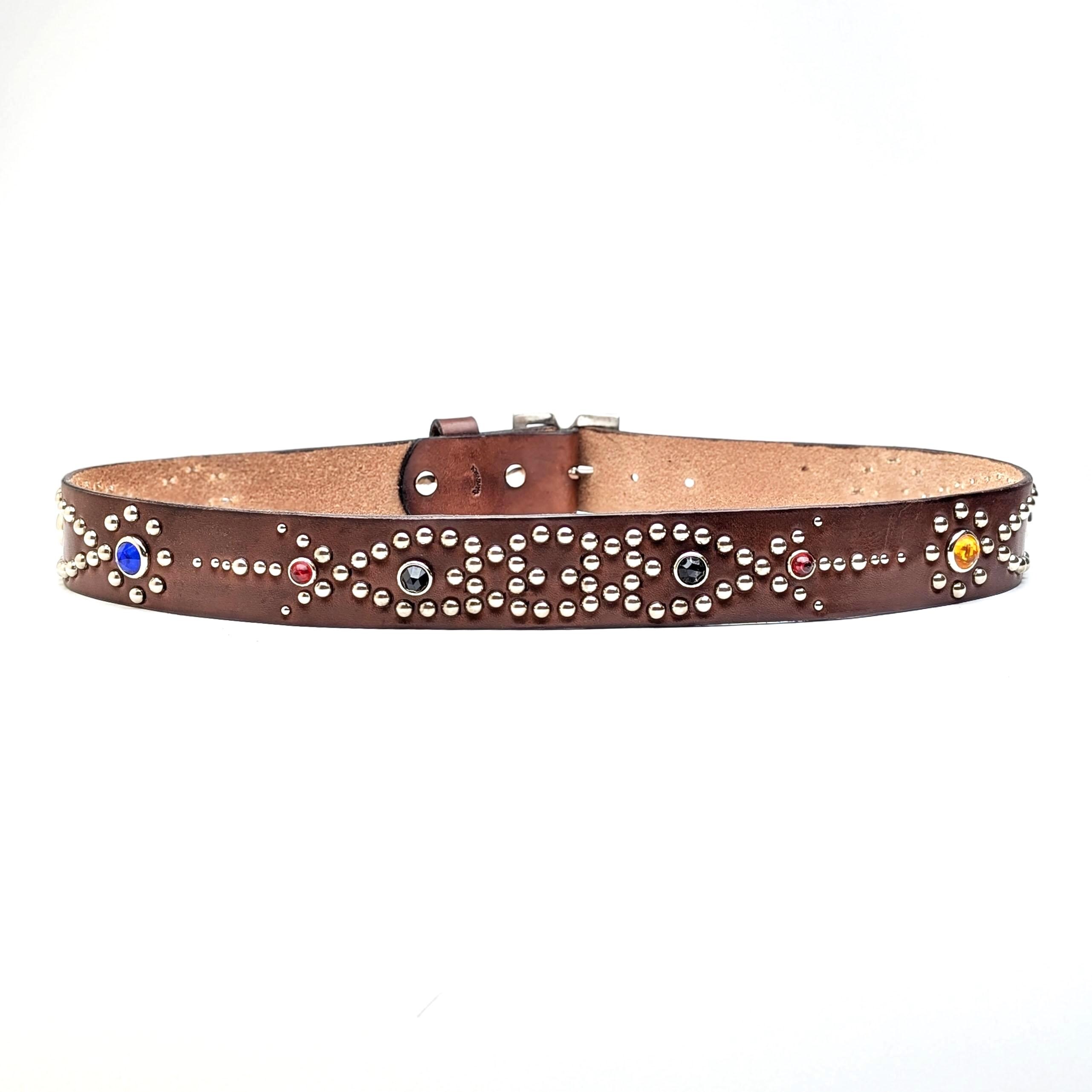 Handmade Studded Western Belt Dark Brown 02 Mens Custom Size 