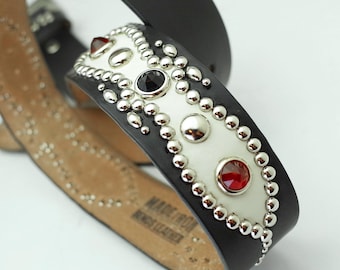 Handmade Studded Belt WesternPeanuts02 Style Size Order Belt Black Genuine Leather JPN