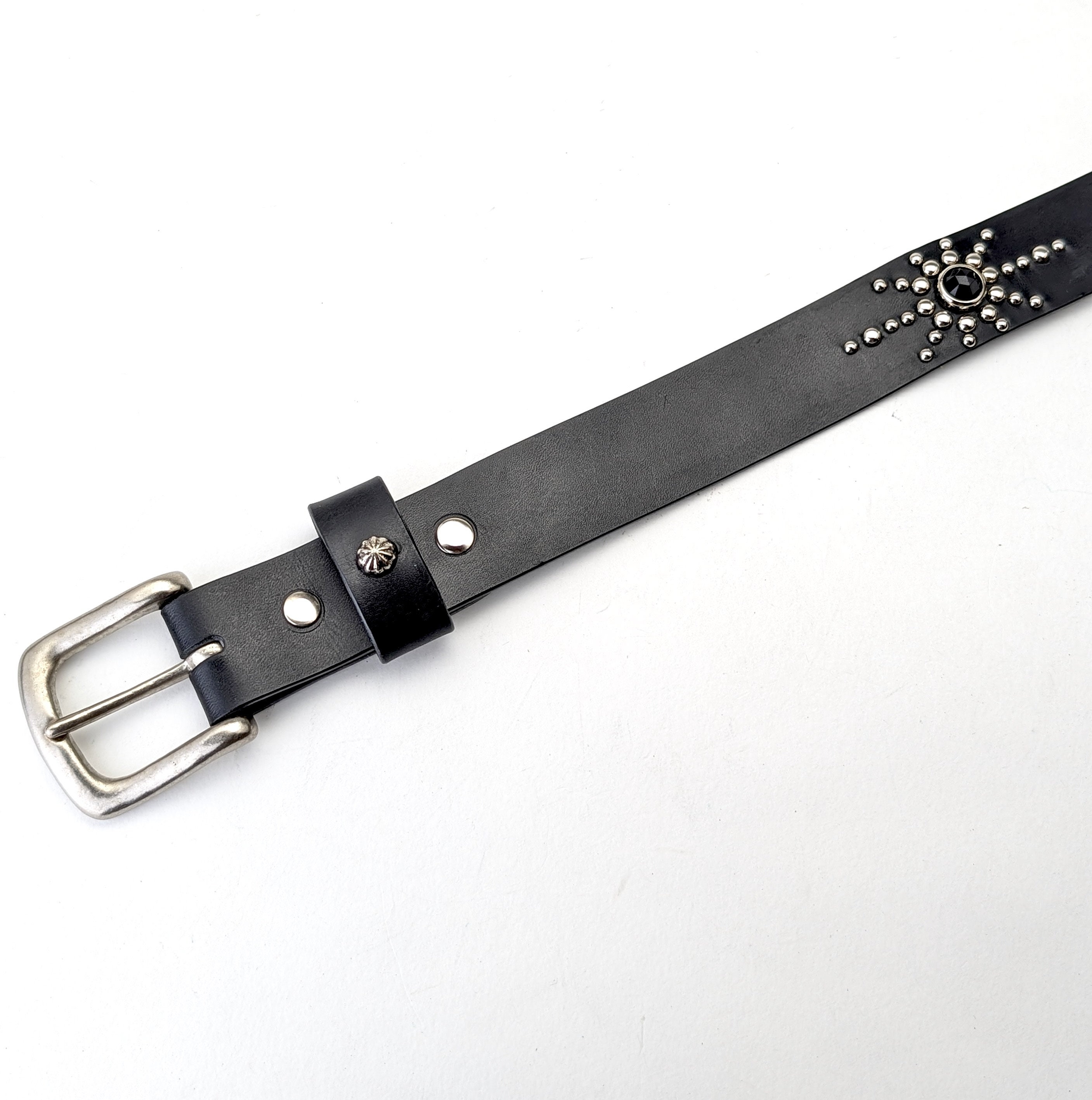 ベルト 2000ARCHIVES COWBOY STUD BELT 4BMM066 Handmade Black Leather Studded Belt 30mm Vintage Western