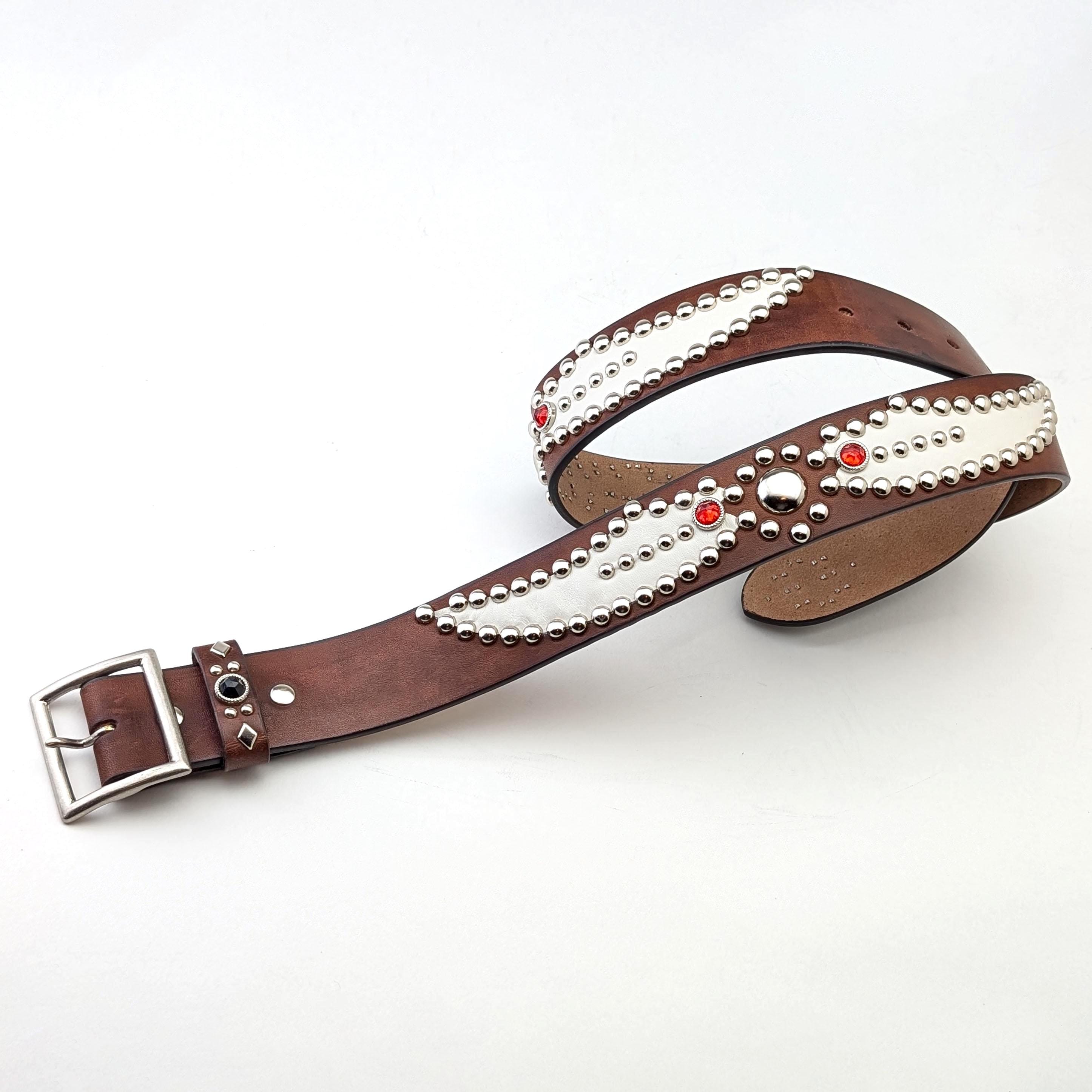 Handmade Studded Leather Belt Wing Motif Vintage Western  display picture 1