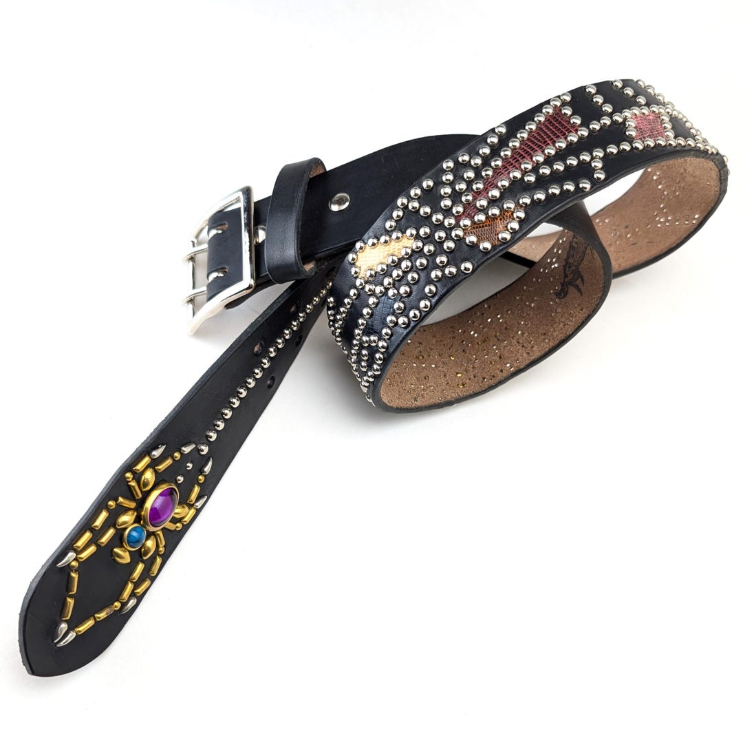 Handmade Black Genuine Leather Studded Belt With Spider and Butterfly Design Custom Size Men's Gothic Punk,western2.0, Made in Japan - Etsy Handmade Black Genuine Leather Studded Belt With Spider and Butterfly Design Custom Size Men's Gothic Punk,western2.0, Made in Japan - Etsy