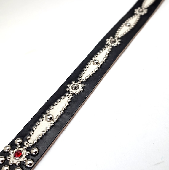 Handmade Black Leather Studded Belt Vintage Western Handmade Black Leather Studded Belt Vintage Western