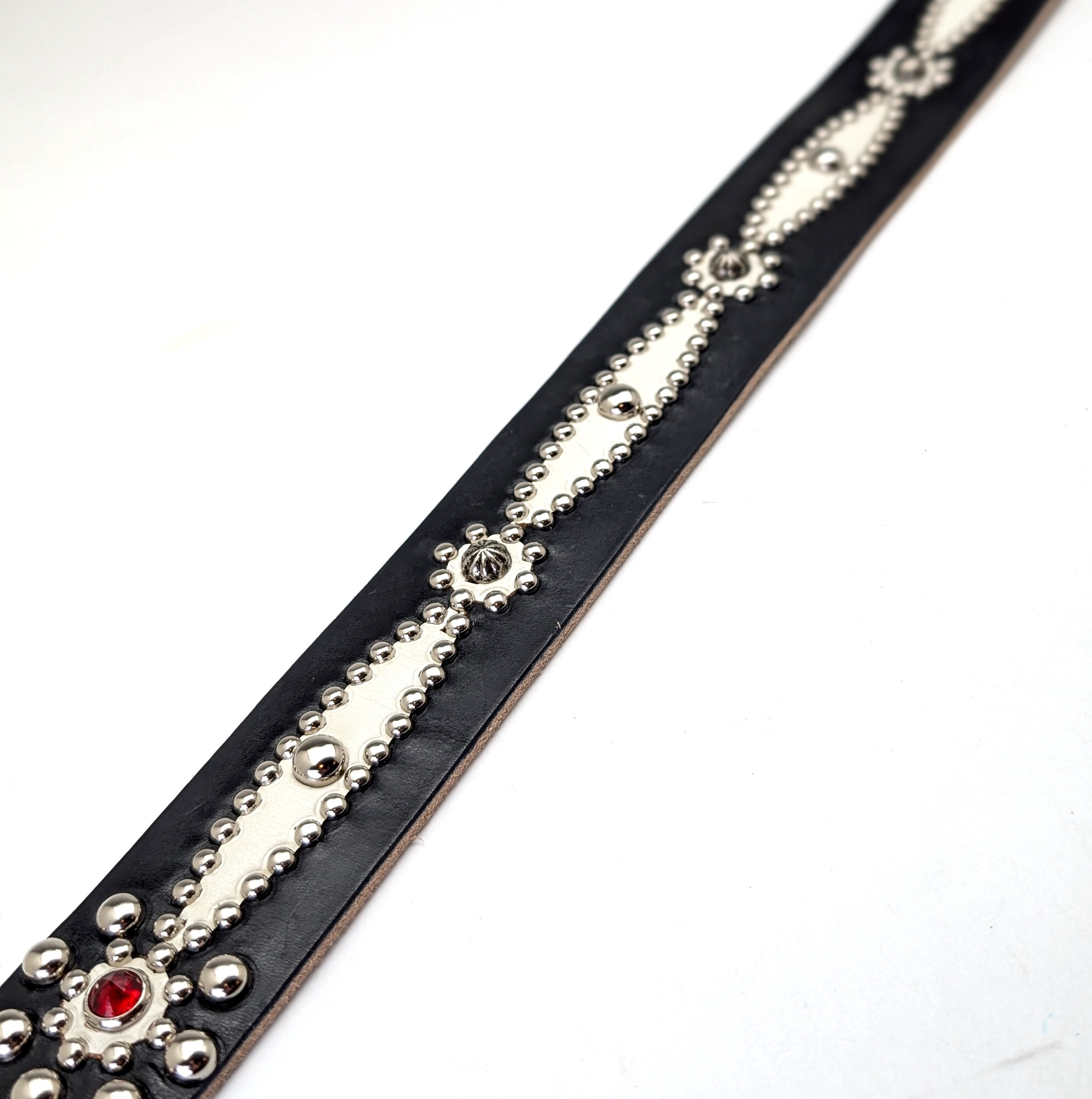 Handmade Black Leather Studded Belt Vintage Western Handmade Black Leather Studded Belt Vintage Western