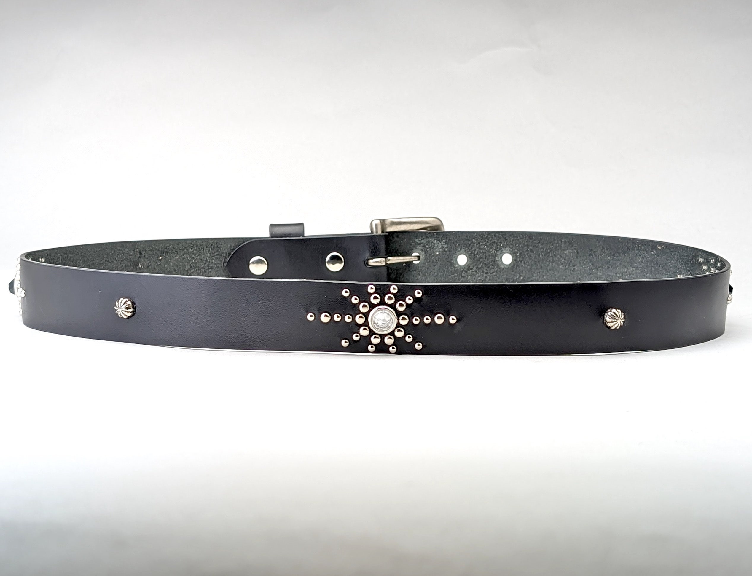 ベルト 2000ARCHIVES COWBOY STUD BELT 4BMM066 Handmade Black Leather Studded Belt 30mm Vintage Western