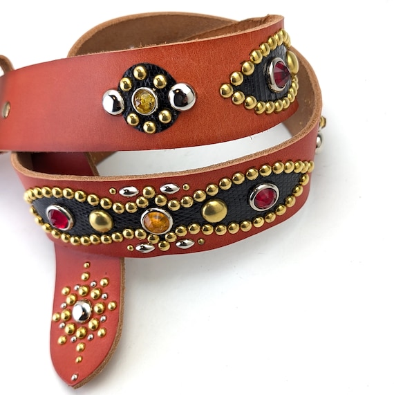 Amazon.com: JIARY Studded Belt Leather Mens Belt Flower