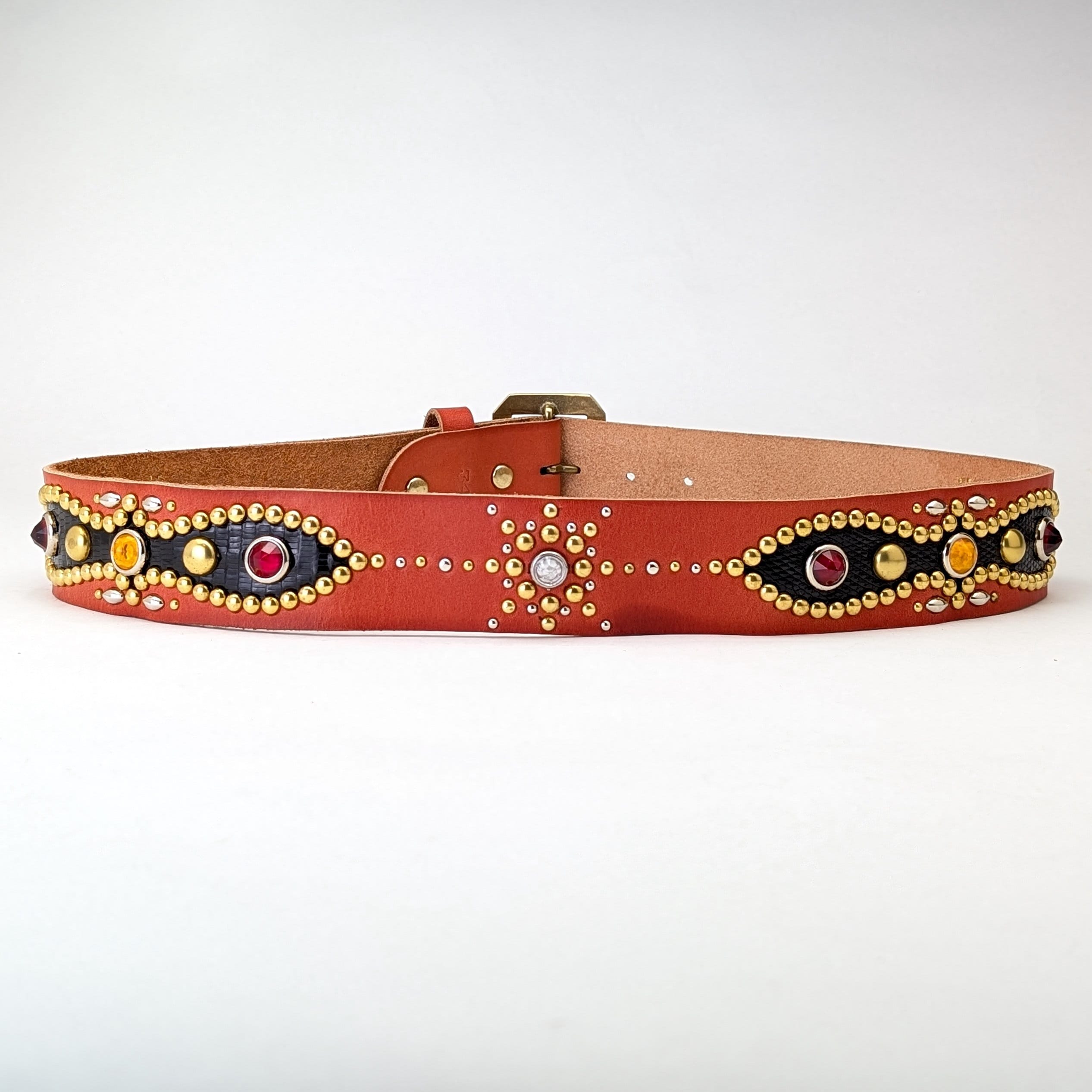 小物 vintage heart denim studs belt Irena | Women's Studded Leather Belt | Antique Silver Studs