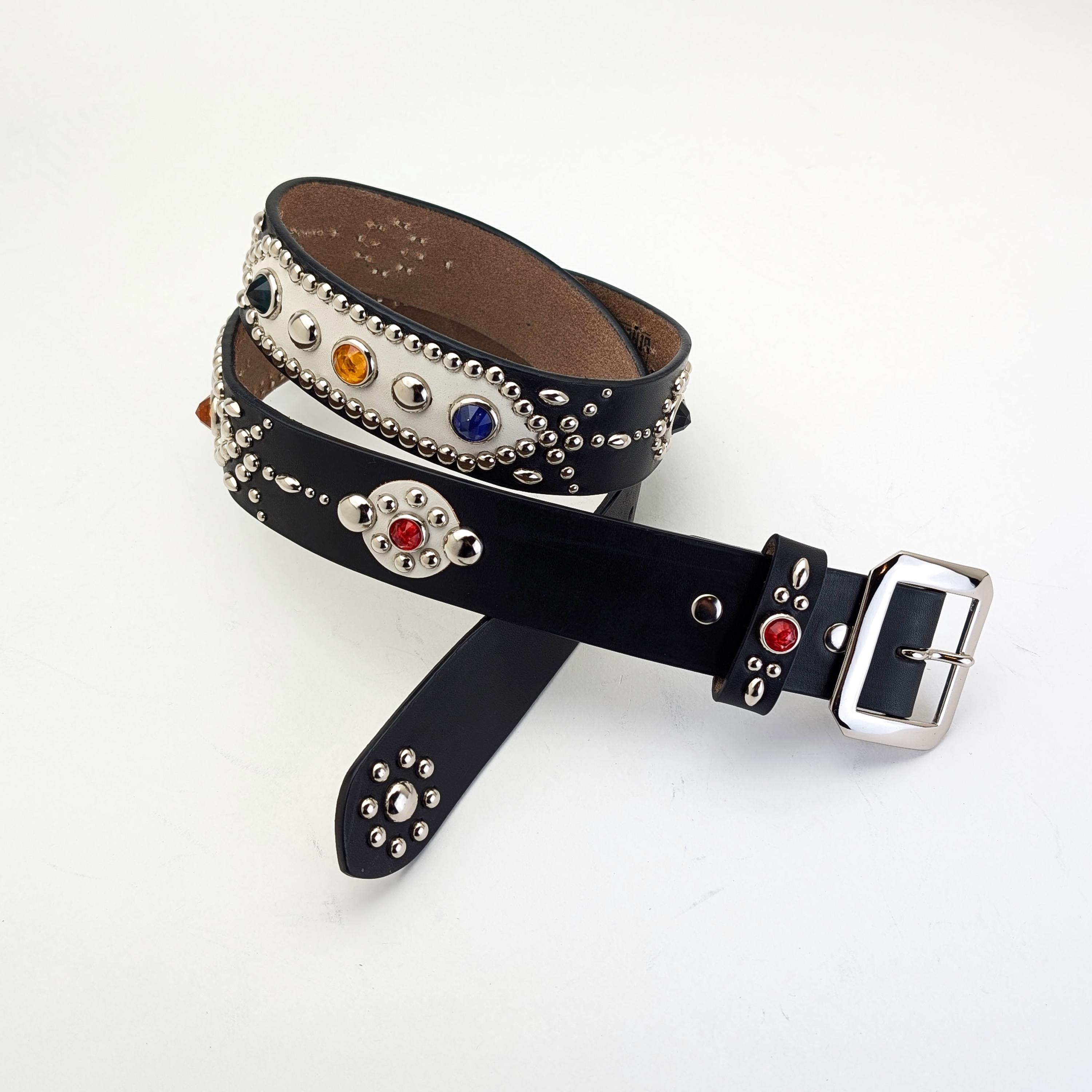 8147 Women\'s Clean Western Flat Stud Belt, True Black Brighton Salina Black Western Belt | Pinto Ranch main image 3
