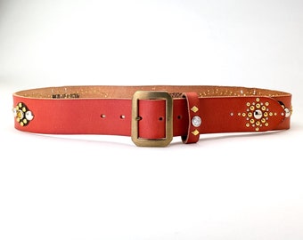 小物 vintage heart denim studs belt Y2k 2000s Vintage Chrome Cross Buckle Belt Studded Vegan