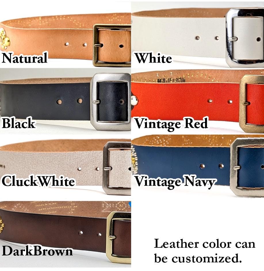 Handmade Studded Leather Western Belt Peanuts Style Dark Brown