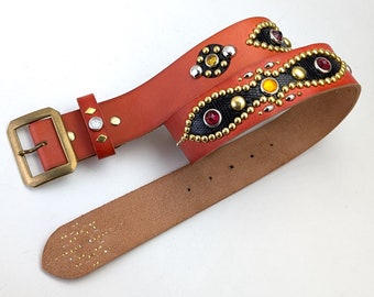 Handmade Studded Leather Western Peanuts Style Biker Belt