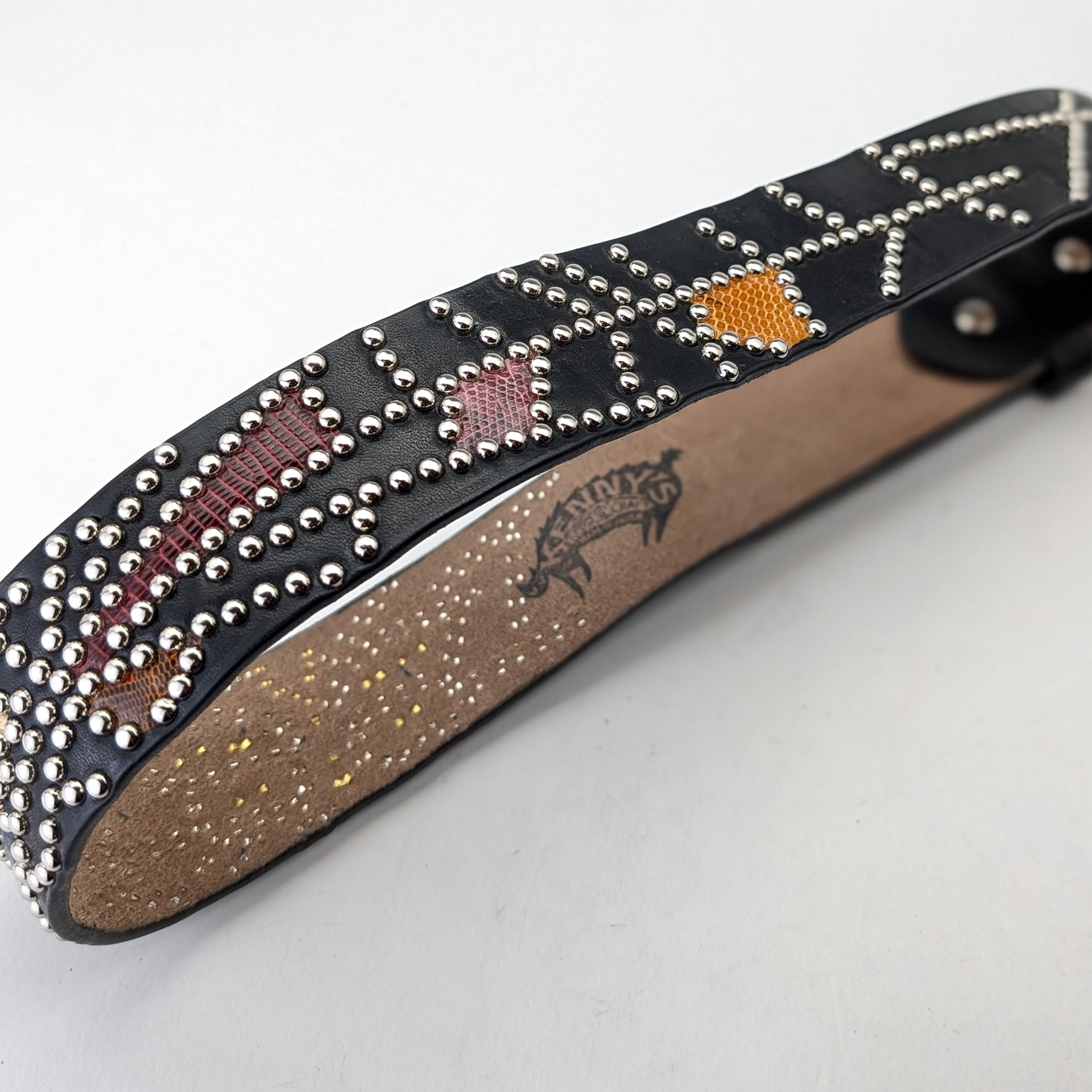 小物 Vintage Studs design leather belt FIORETTO Mens Studded Genuine Leather Belts For Jeans Punk