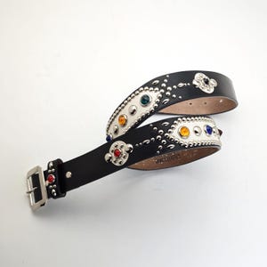 Handmade White Leather Studded Belt Western 2.0 Playing Card  display picture 1
