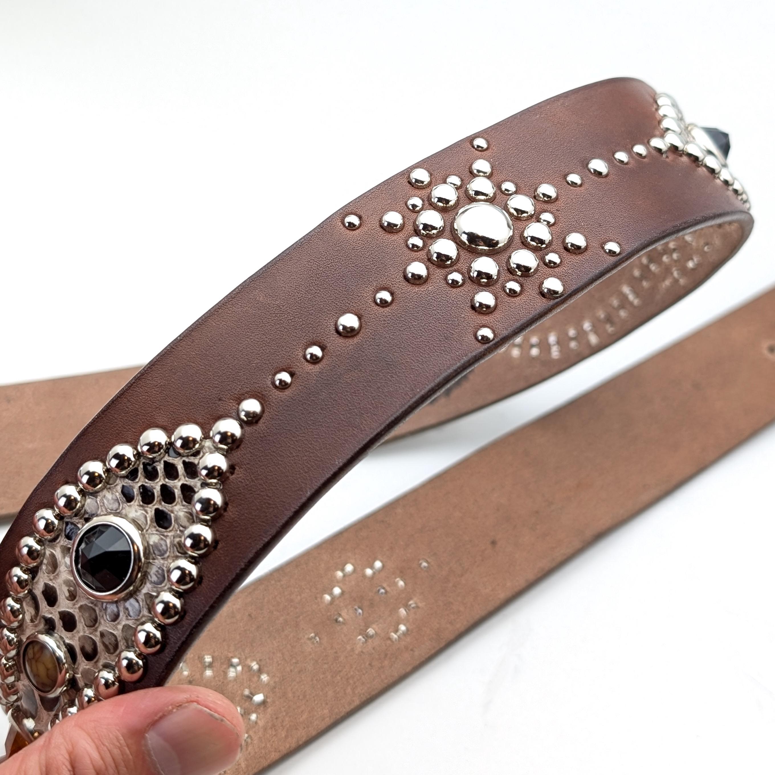 Handmade Studded Leather Vintage Style Western Belt Peanuts Handmade Studded Leather Vintage Style Western Belt Peanuts